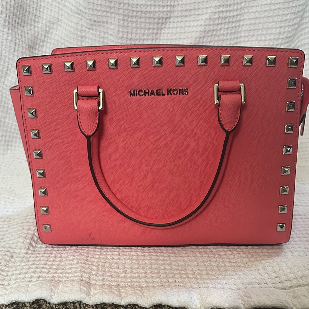 Michael Kors Coral Studded Satchel